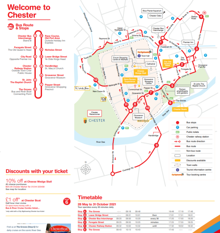 chester bus tour route map